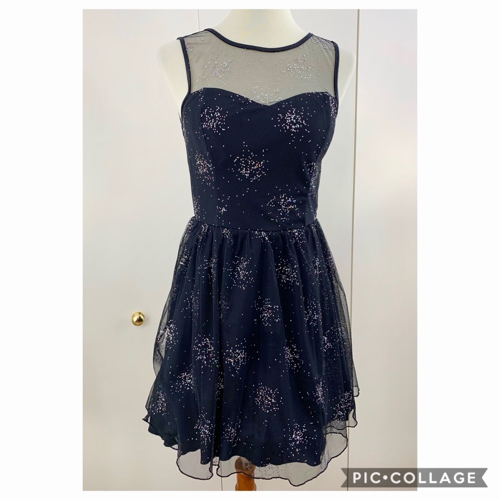 Delias M cute party dance dress black sparkles